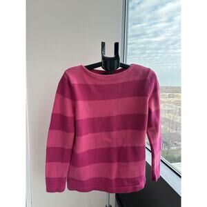 Lauren Ralph Lauren Pink Striped Cotton Knit Boat Neck Pullover Sweater M